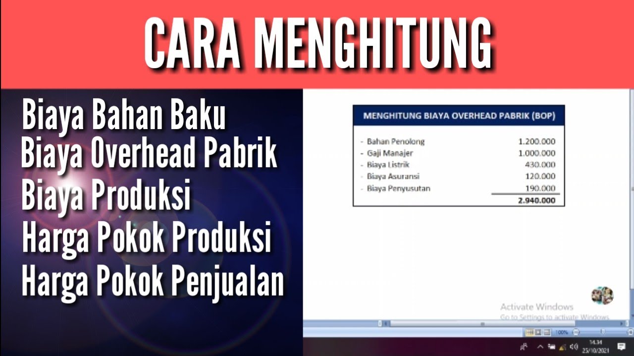 Menghitung : Biaya Bahan Baku, Biaya Overhead Pabrik, Harga Pokok Produksi, Harga Pokok Penjualan