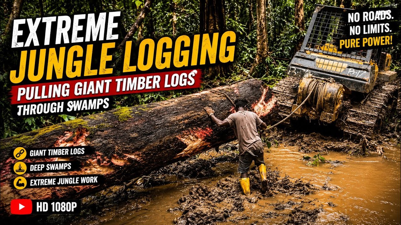 Luar Biasa!!Skills para operator Alat berat tarik kayu Logs dari  dalam Hutan Rimba