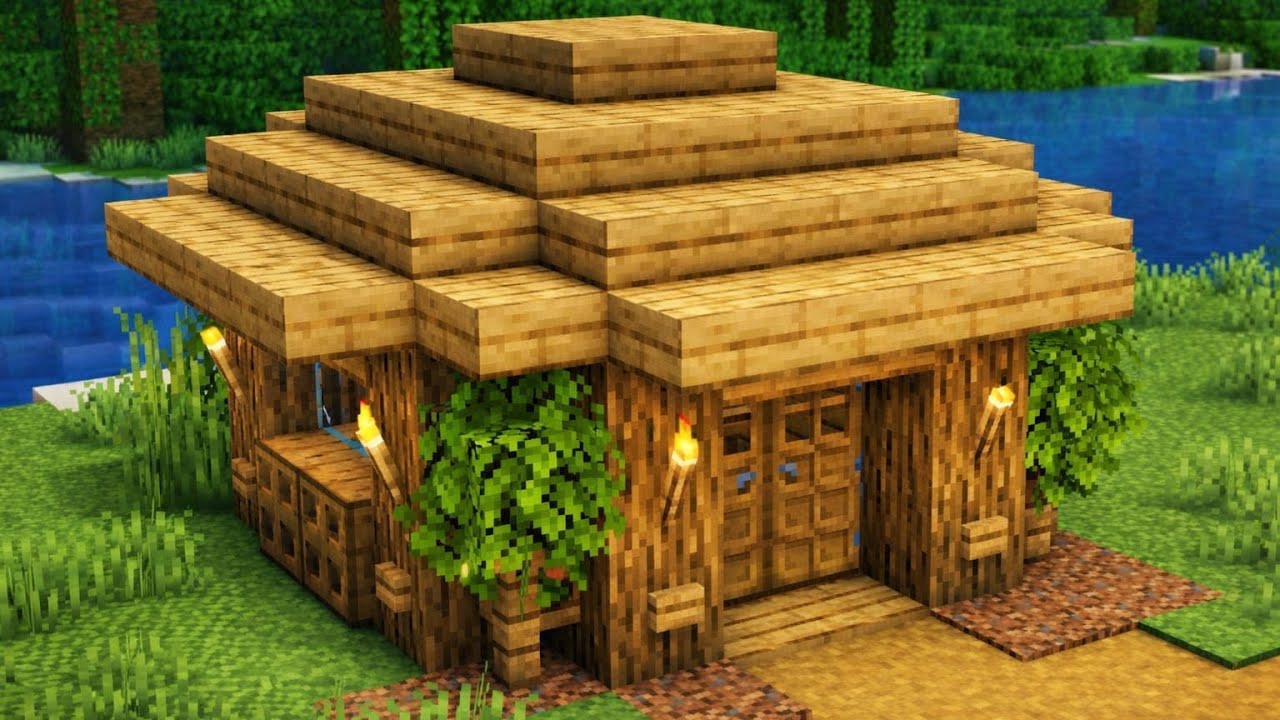 How to Build a Small Survival House In Minecraft - Oak House (#7)
