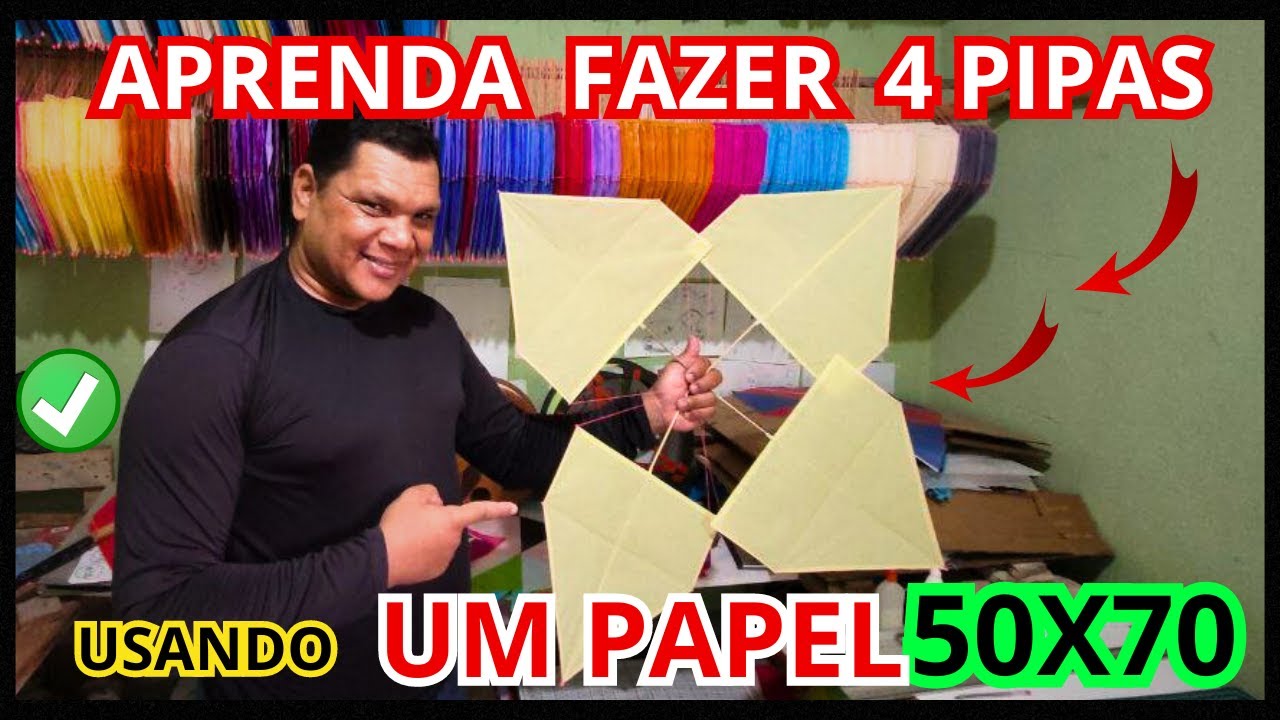 COMO FAZER PIPA: Aprenda fazer 4 PIPAS apenas com um PAPEL #pipeirosdobrasil #comofazerpipa #pipa