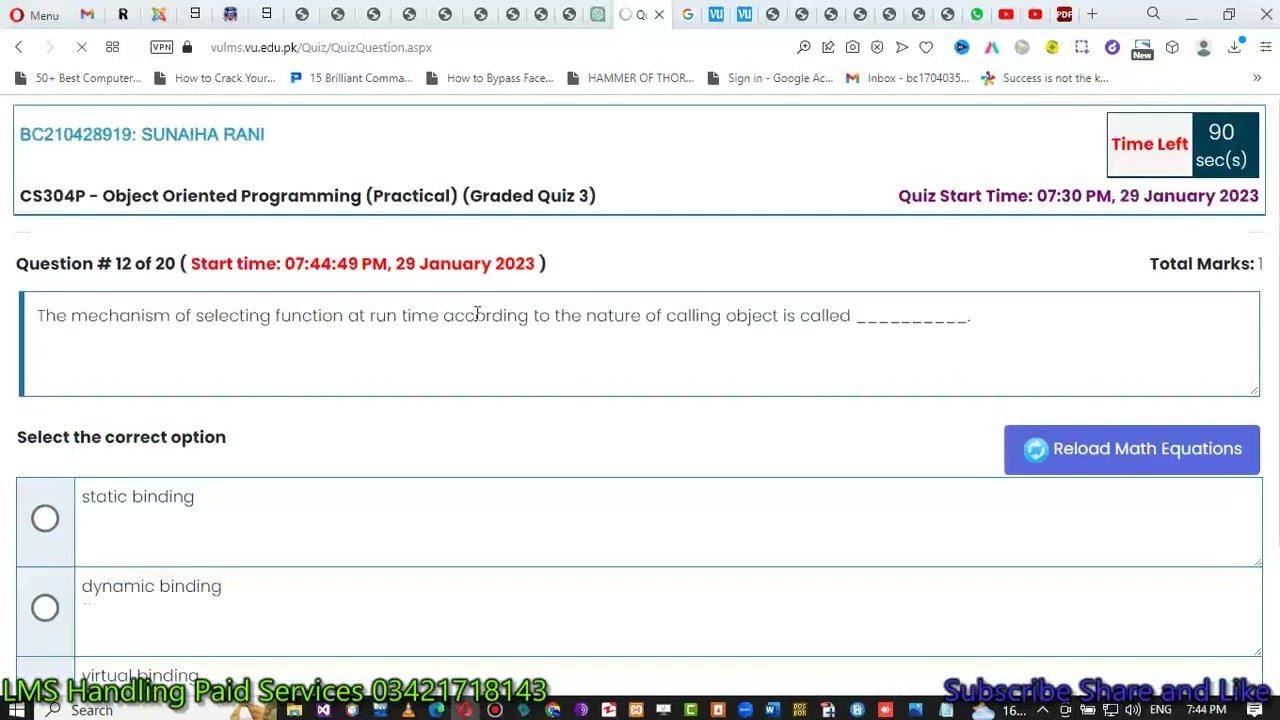 CS304P Graded Quiz 3 Solution Fall 2022 get 20 marks