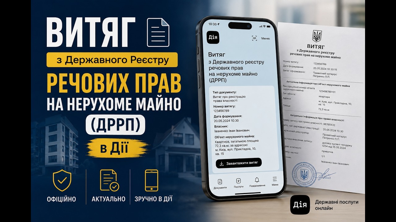 Витяг ДРРП. Державний реєстр речових прав ДІЯ