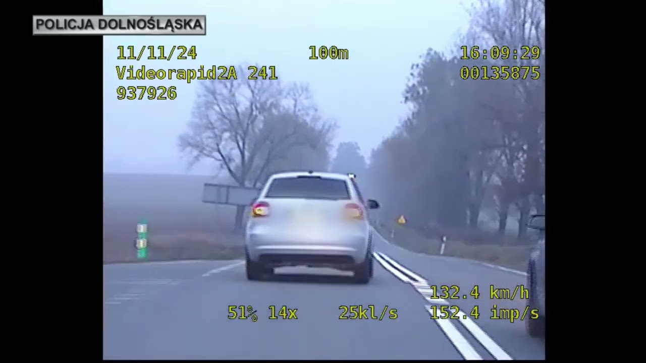 Pędzili ponad 160 km/h na odcinku drogi wojewódzkiej 382 Ząbkowice Śląskie - Dzierżoniów
