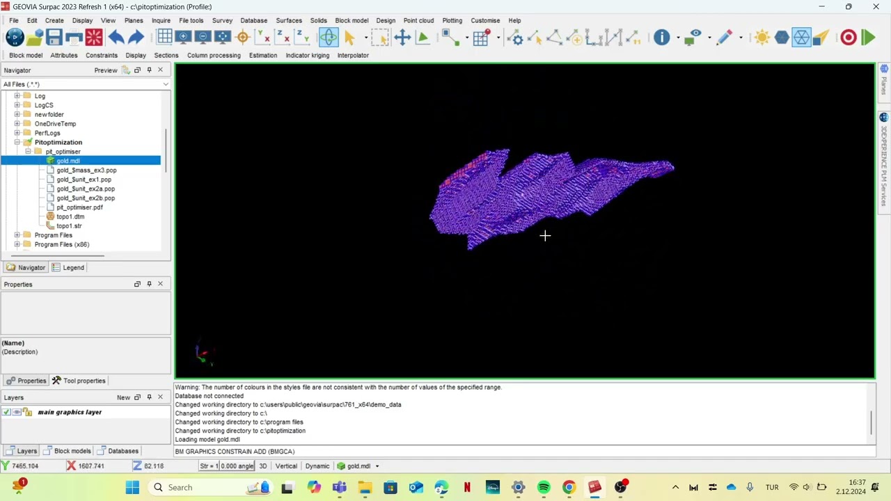 GEOVIA Surpac constraint and color of attribute