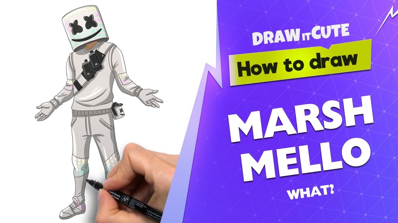 How to draw Marshmello pose easy  | Fortnite  Season 7 Drawing Tutorial