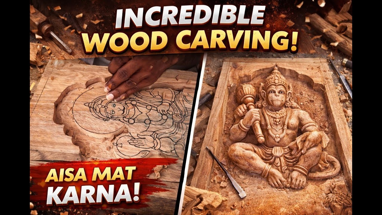Unique Wood Carving Hanuman ji for Main Doors