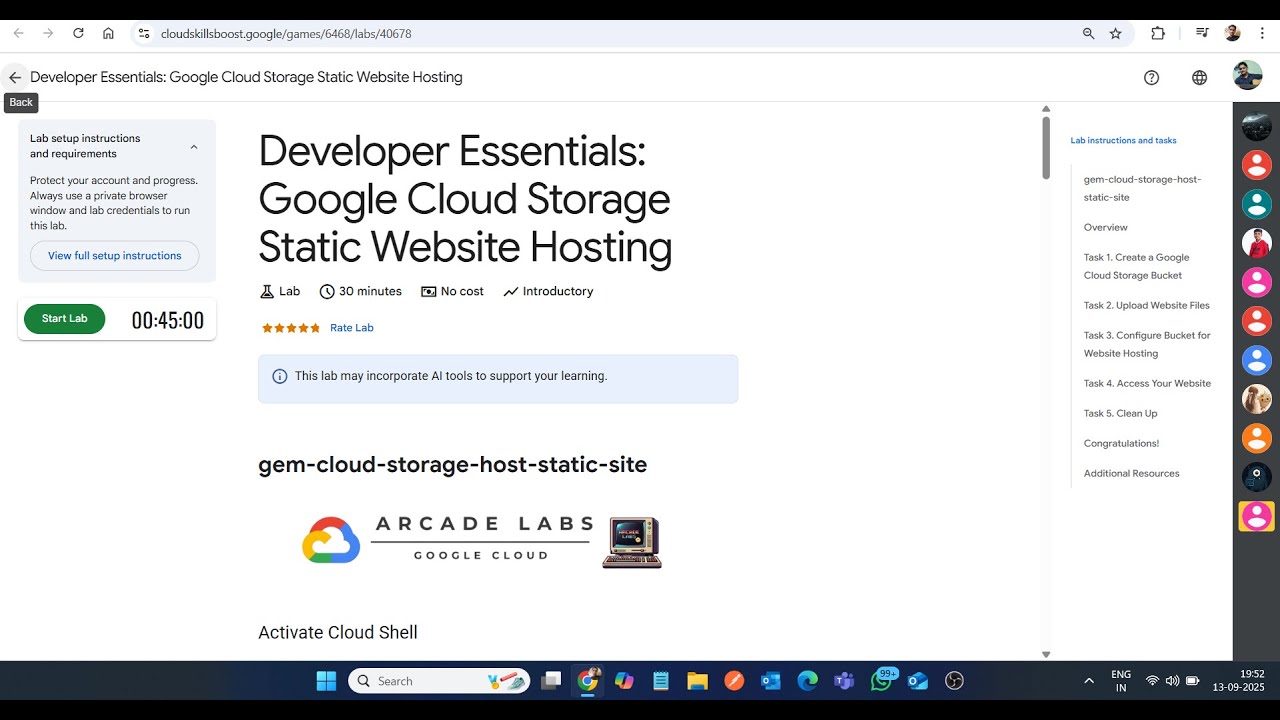 Developer Essentials: Google Cloud Storage Static Website Hosting || Lab Solution || Arcade 2025