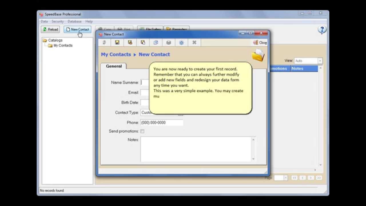 SpeedBase Training - Create Sample Database