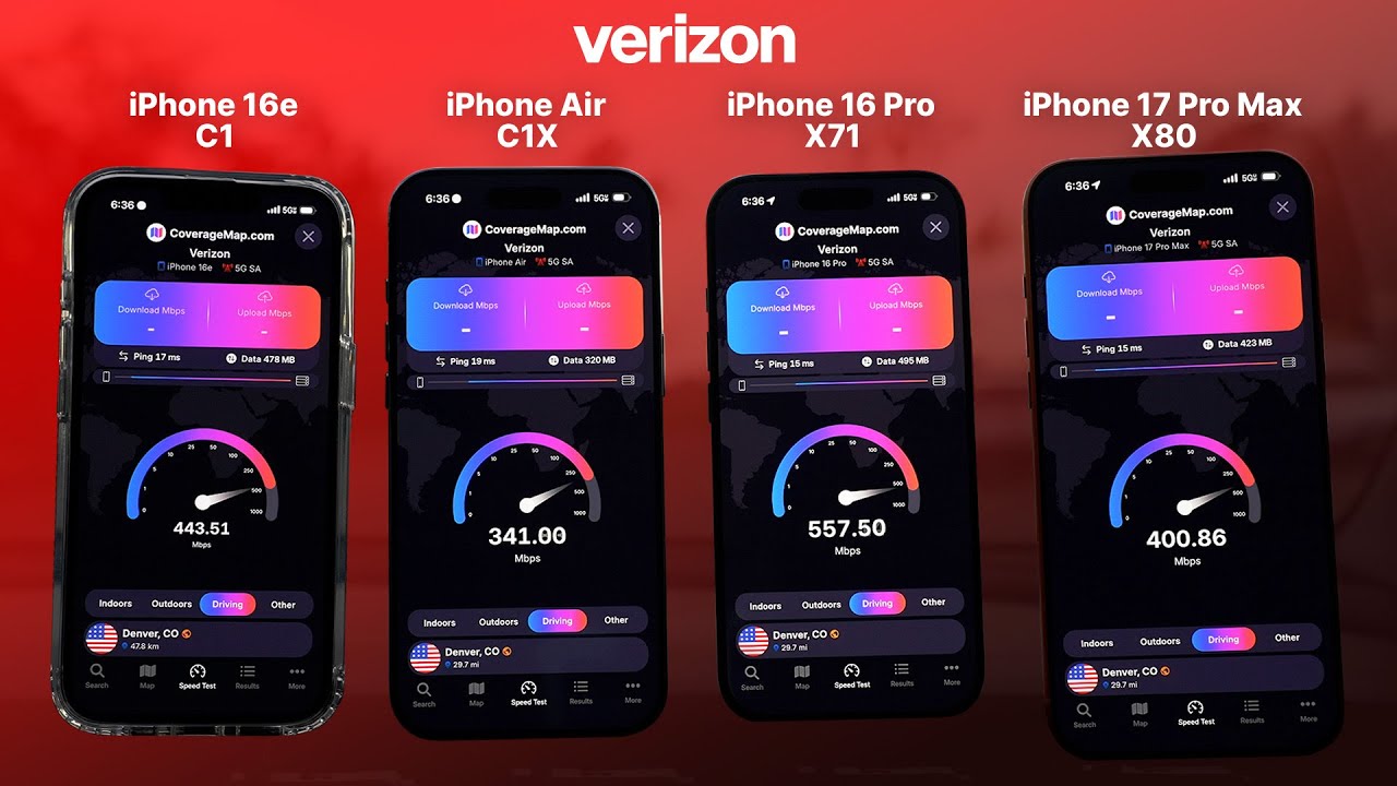 Apple C1 vs. C1X vs. X71 vs. X80 Cellular Modem Test on Verizon 5G!
