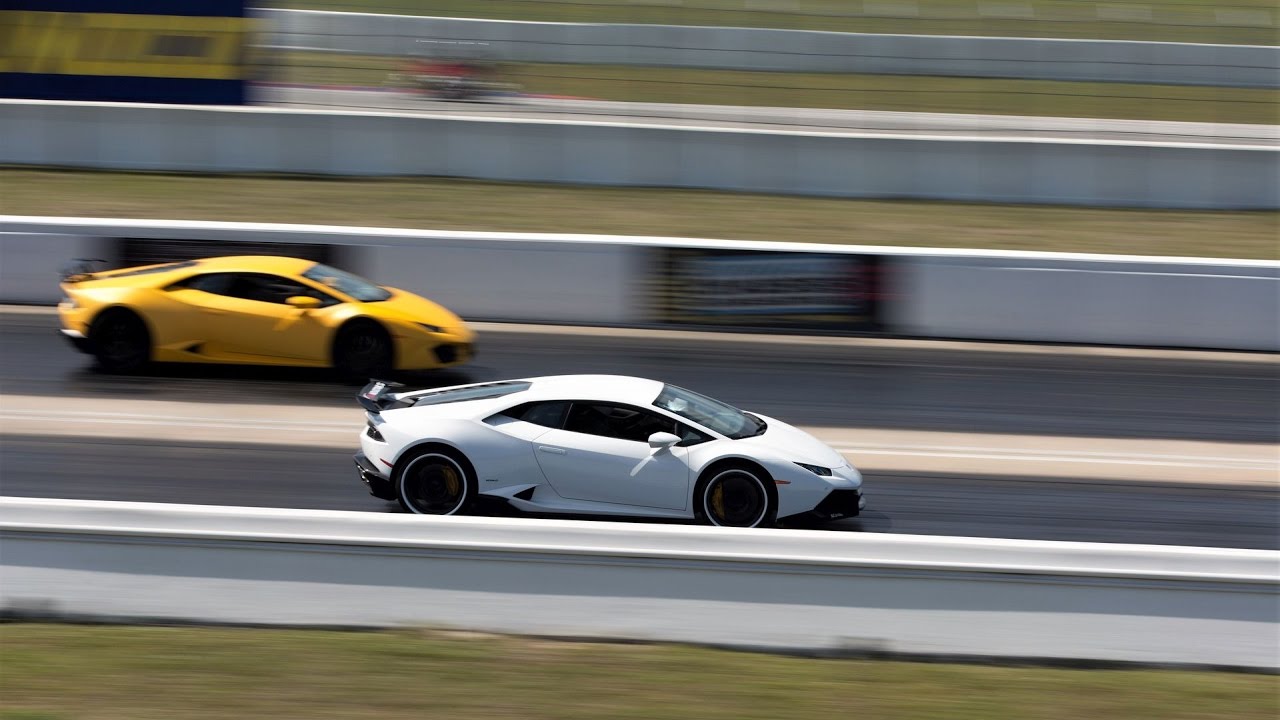Lamborghini Aventador vs Huracan vs Gallardo vs Murcielago DRAG RACE Loud Sounds BullFest 2017