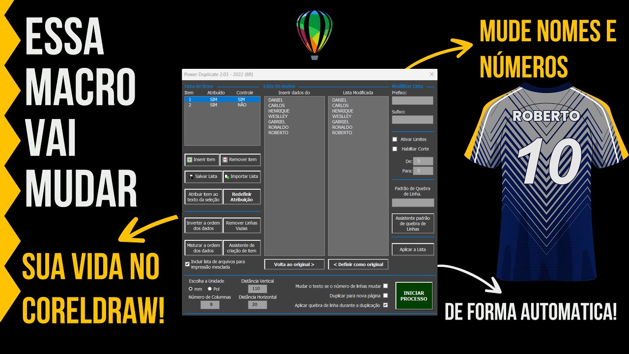 ⚡ Automatize Nomes e Números no CorelDRAW com Macro – Rápido e Sem Erros!
