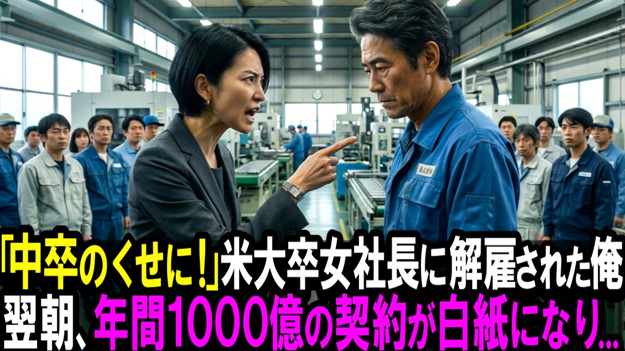 【スカッと】「中卒のくせに逆らうからよ!」ハーバード大卒女社長に解雇された俺。翌朝、年間１０００億の契約が白紙になり...。【シニア】