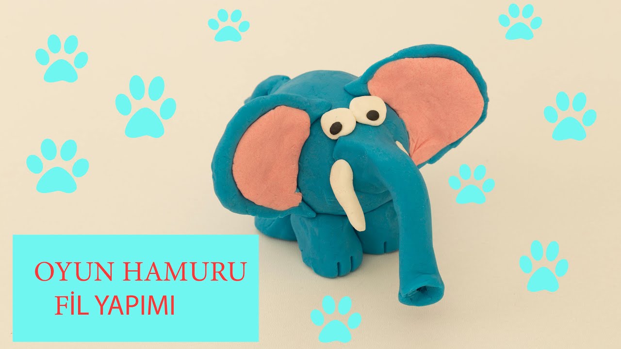 Oyun hamurundan fil yapma, hayvan yapımı. Making elephant with play dough.
