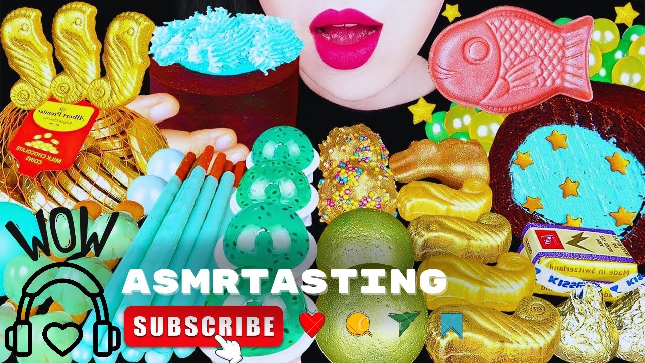 ASMR MUKBANG MINT GOLD HONEY JELLY CHOCOLATE Desserts ( PINK FOOD, WATERMELON DRINKS )
