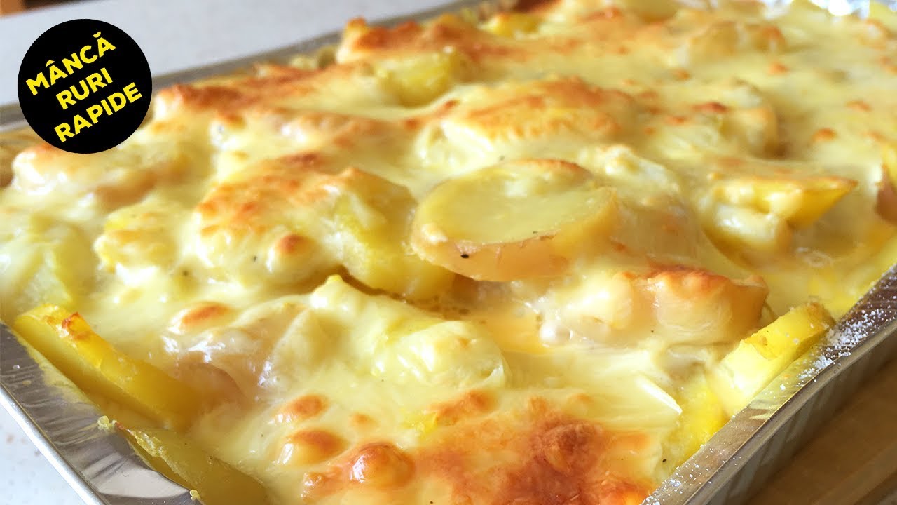 CARTOFI CU CASCAVAL SI OUA LA CUPTOR