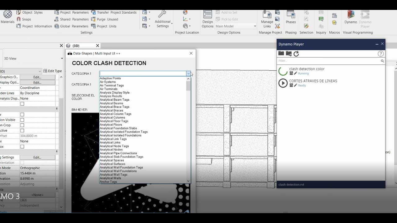 DYNAMO BIM REVIT: Rutina con Interfaz Clash Detection Color Override