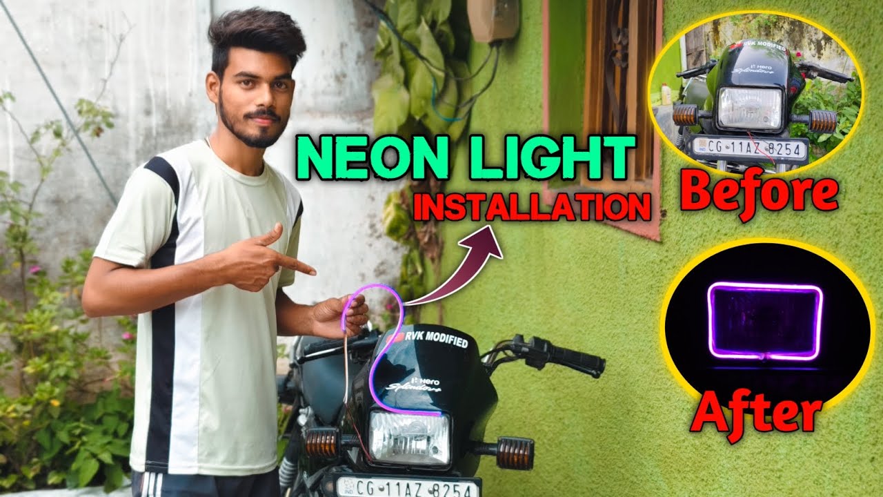 How To Install Neon Light 😉 || Easy Way To Install Neon Light || Modified Splendor || Rvk Modified 