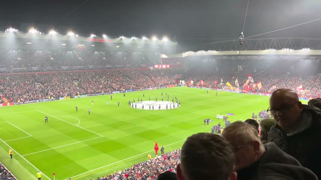 You’ll never walk alone liverpool anthem champions league bayer leverkusen at M1 anfield 5 nov 2024