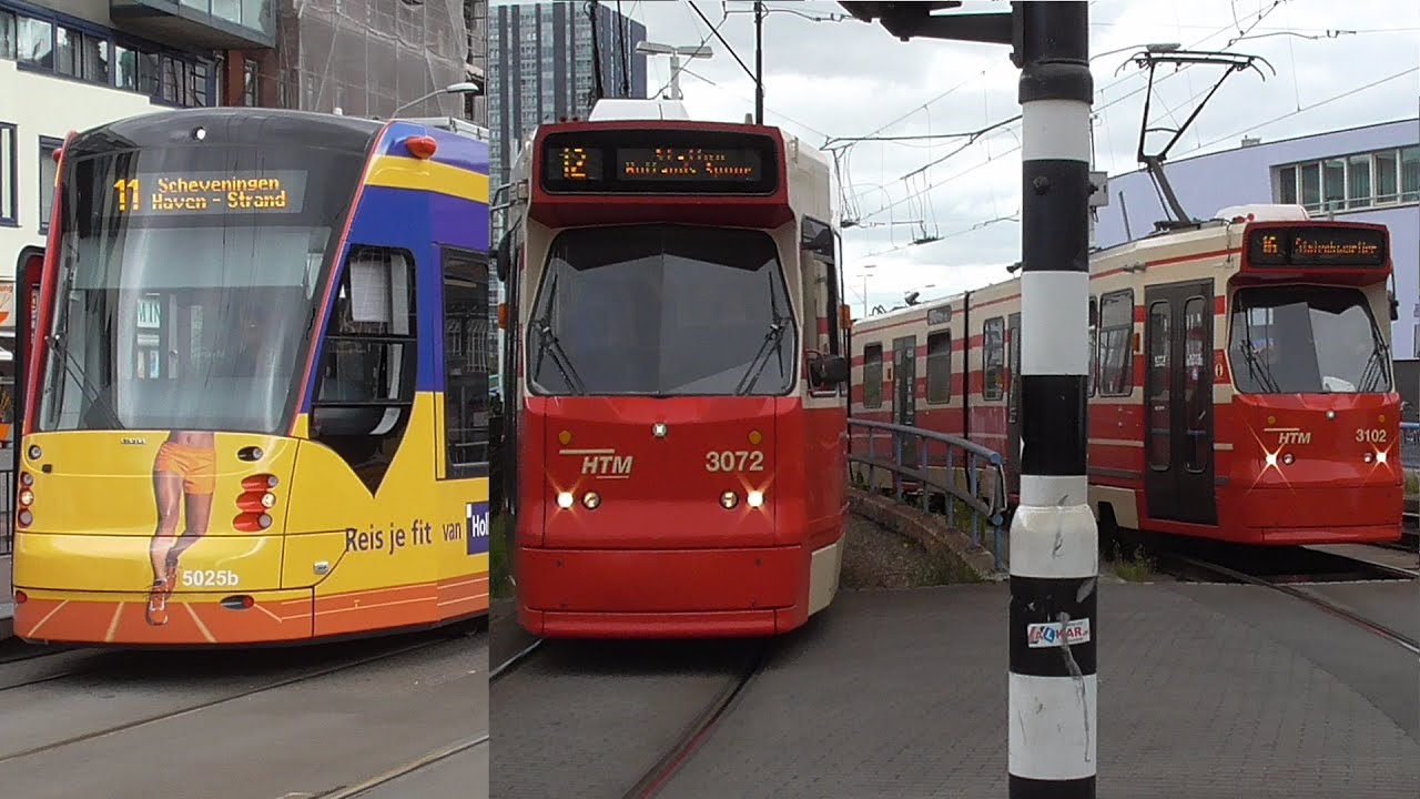 HTM 3x Avenio en 4x GTL bij station Hollands Spoor