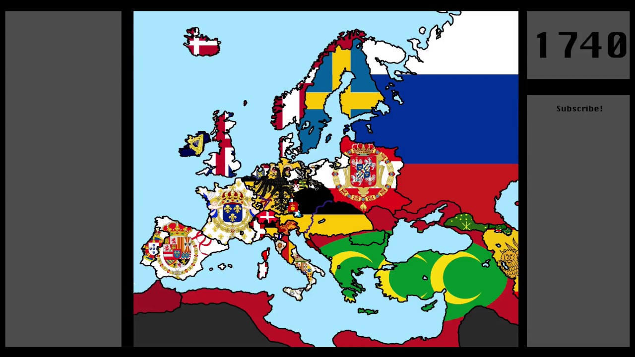 Timeline of national flags - Europe 1700-1800
