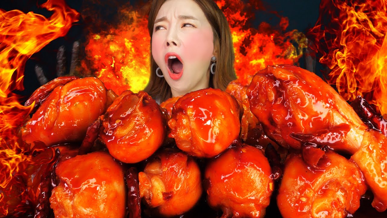 [Mukbang ASMR] горький петух нога🔥 Most Spicy FIRE Sauce Chicken DrumStick Eatingshow Ssoyoung