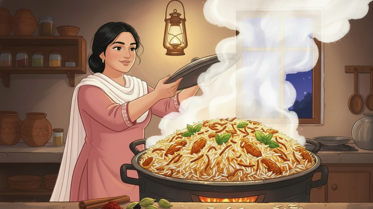 Cozy 1960s Village Morning —  Tea & Chicken Biryani | Peaceful Village Life Ghibli Style