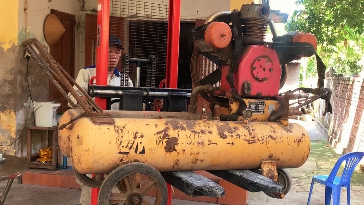 Restoration Old Rusty Big Air Compressor Machine // Restore and Repair Large Capacity Air Compressor