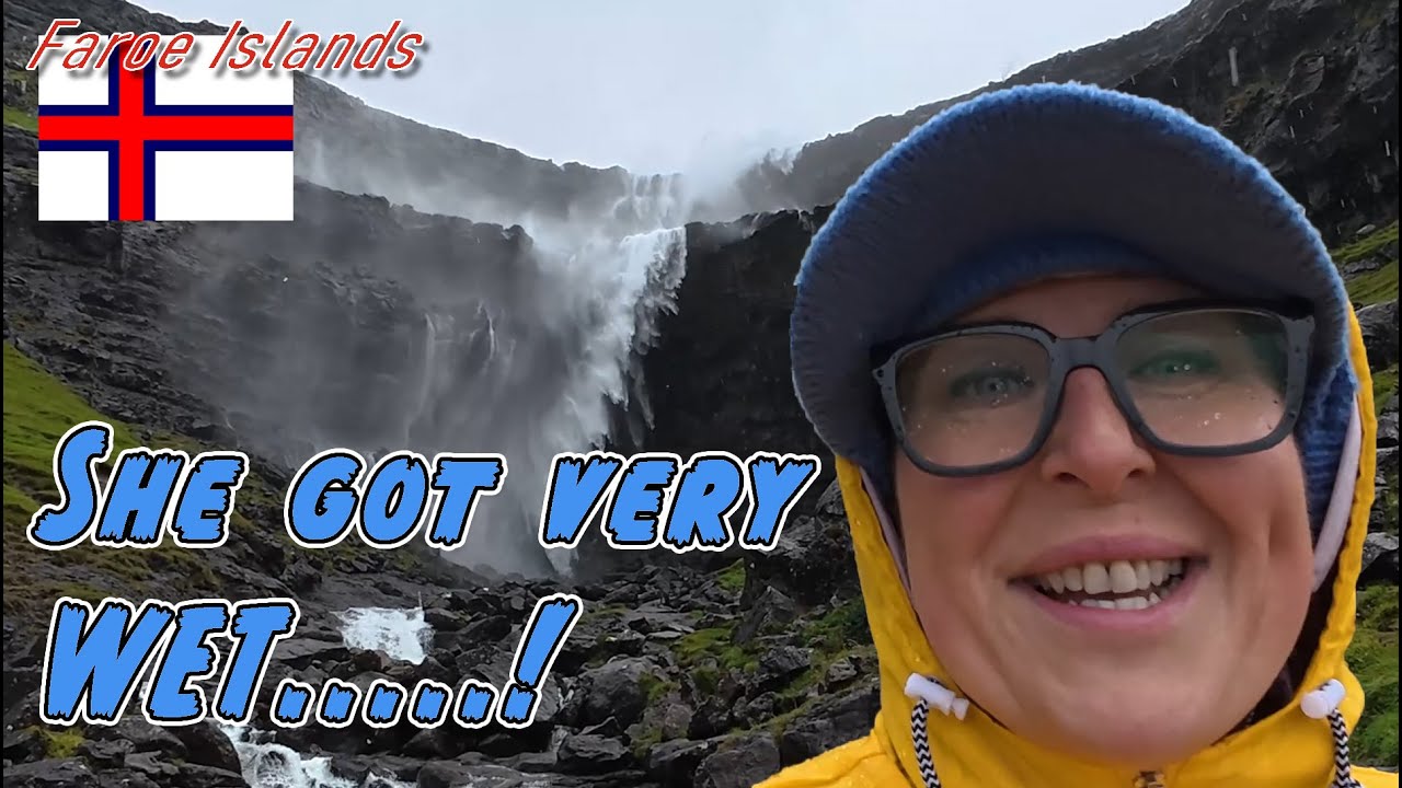 Faroe Islands RAGING Fossá waterfall to TjørnuvíkVillage in Streymoy
