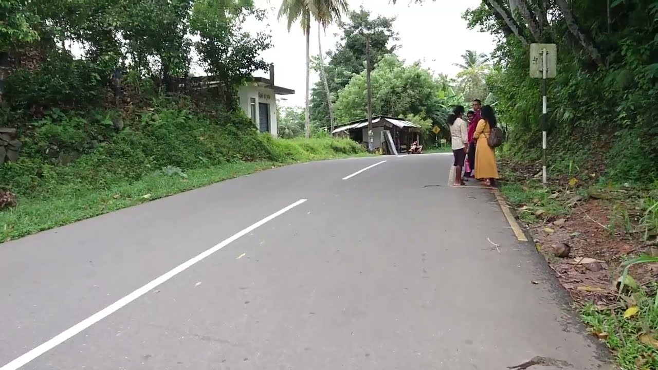 Walking along a Beautiful road of sri Lanka. Street Walk. Rural Village beauty.  Sunny day. 5