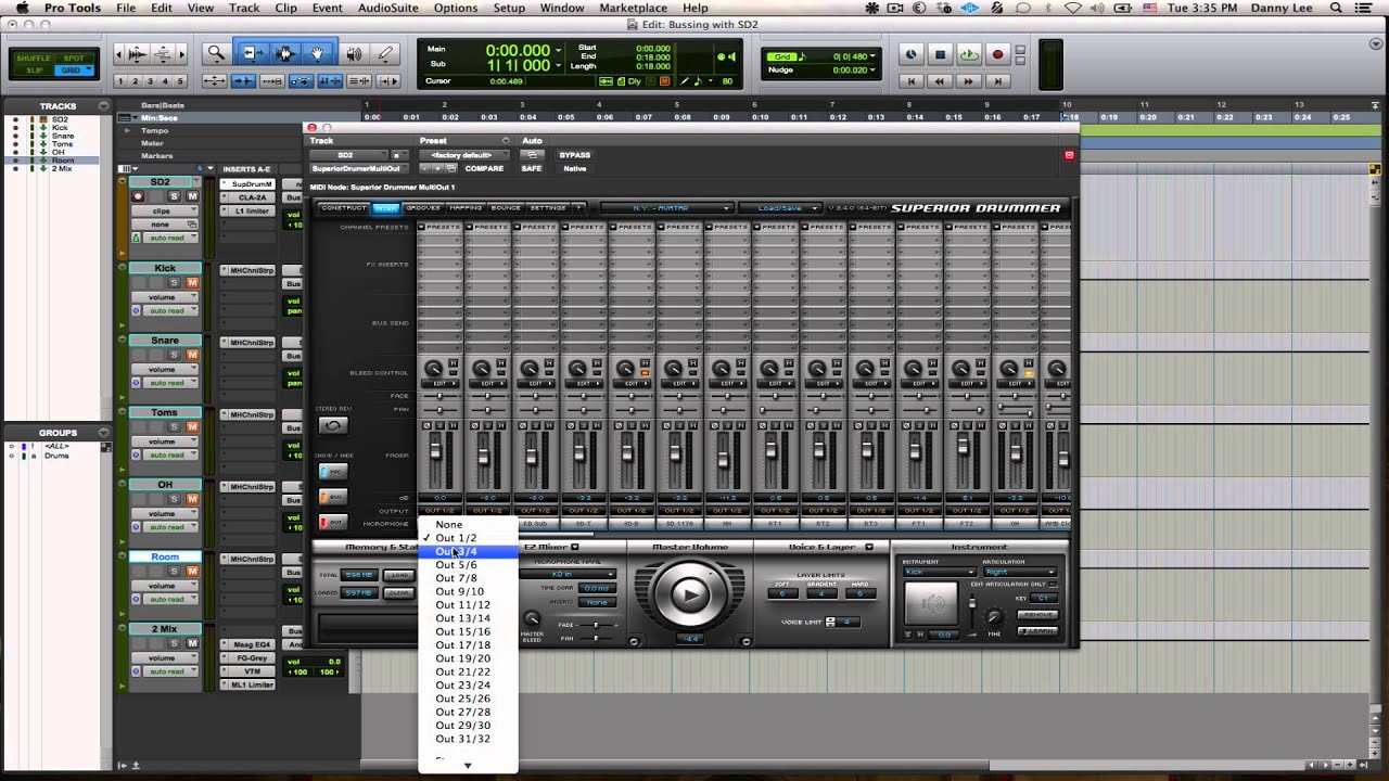 Superior Drummer Routing in ProTools