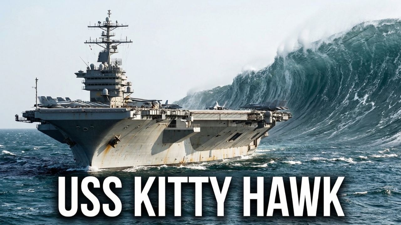USS Kitty Hawk vs Giant Tsunami — MEGA TSUNAMI HITS the Aircraft Carrier | (AI)