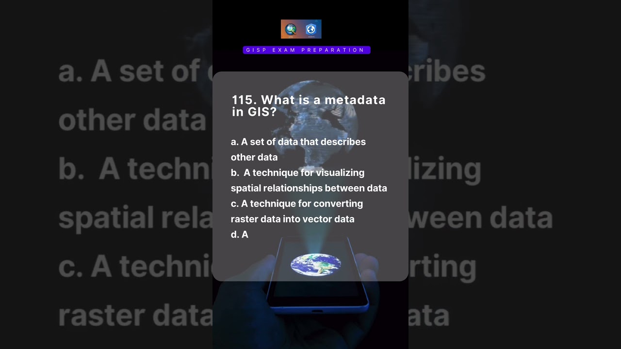 Q.115. GISP EXAM PREP&mdash;Metadata. #interview #gis #arcgis #arcgispro #quiz #shorts #career