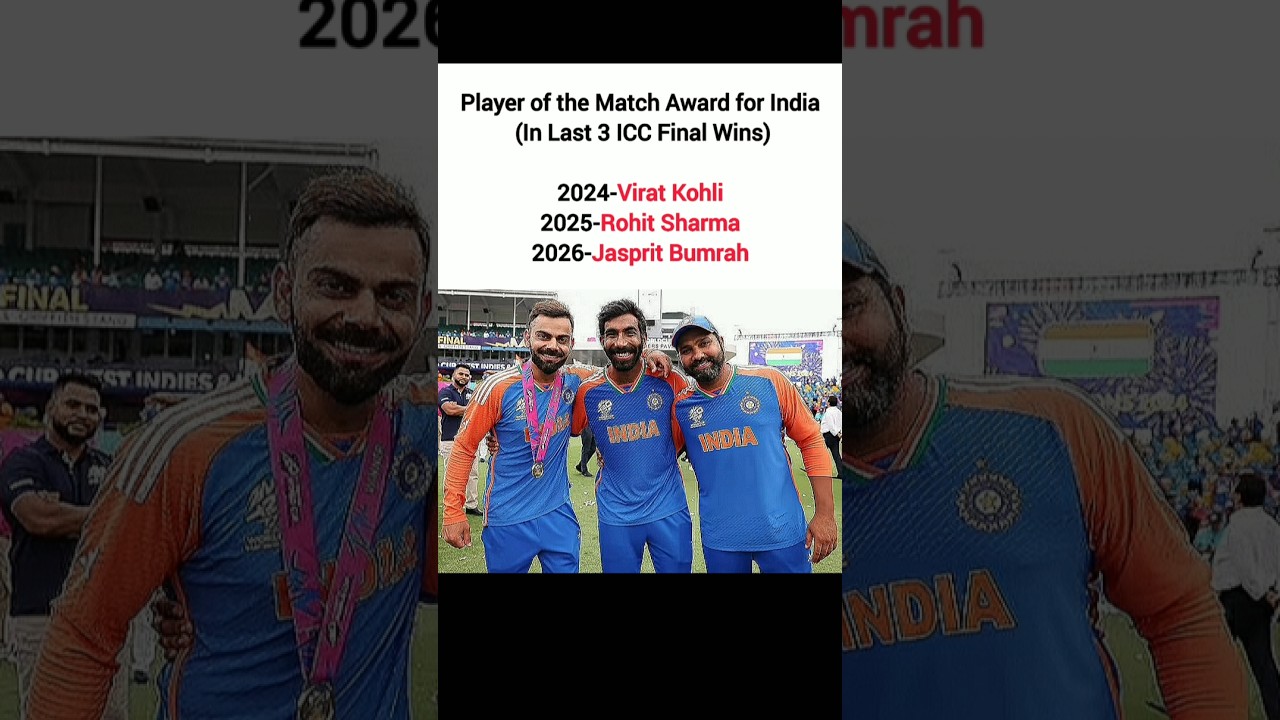 - PLAYER OF THE MATCH AWARD FOR INDIA ( In Last 3 ICC Final Wins ) ❤️