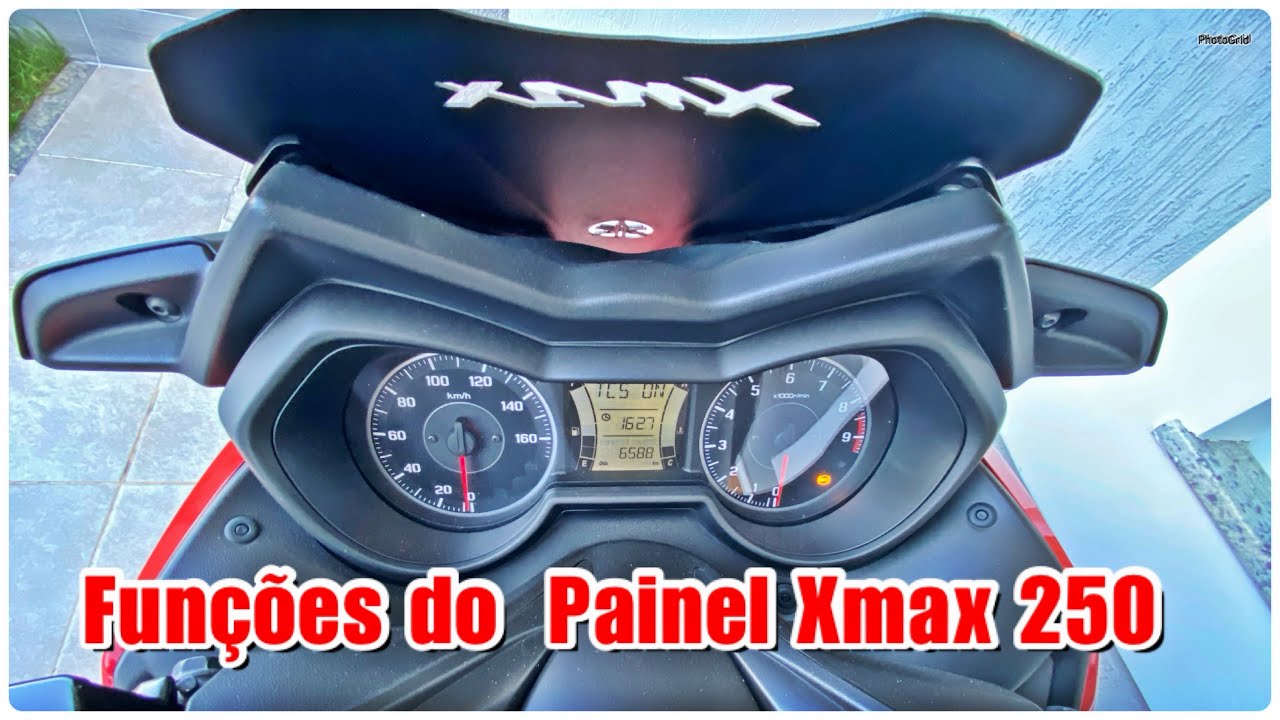 99 - Algumas funções do painel da Yamaha Xmax 250 - Hora, editar, TCS