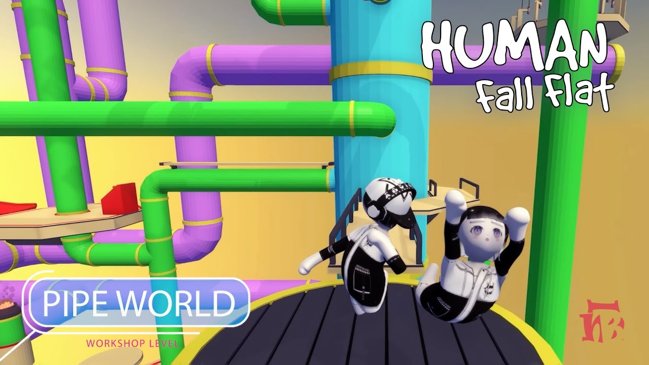 Human Fall Flat - Pipe World Level Walkthrough | Two Players | Custom Map | Steam Workshop