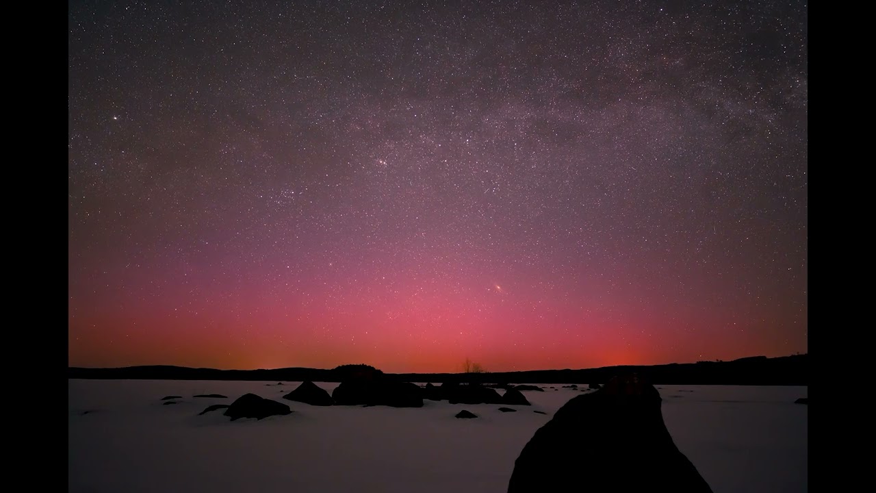 Rare Red and Pink Aurora Borealis Lights Up Swedish Sky