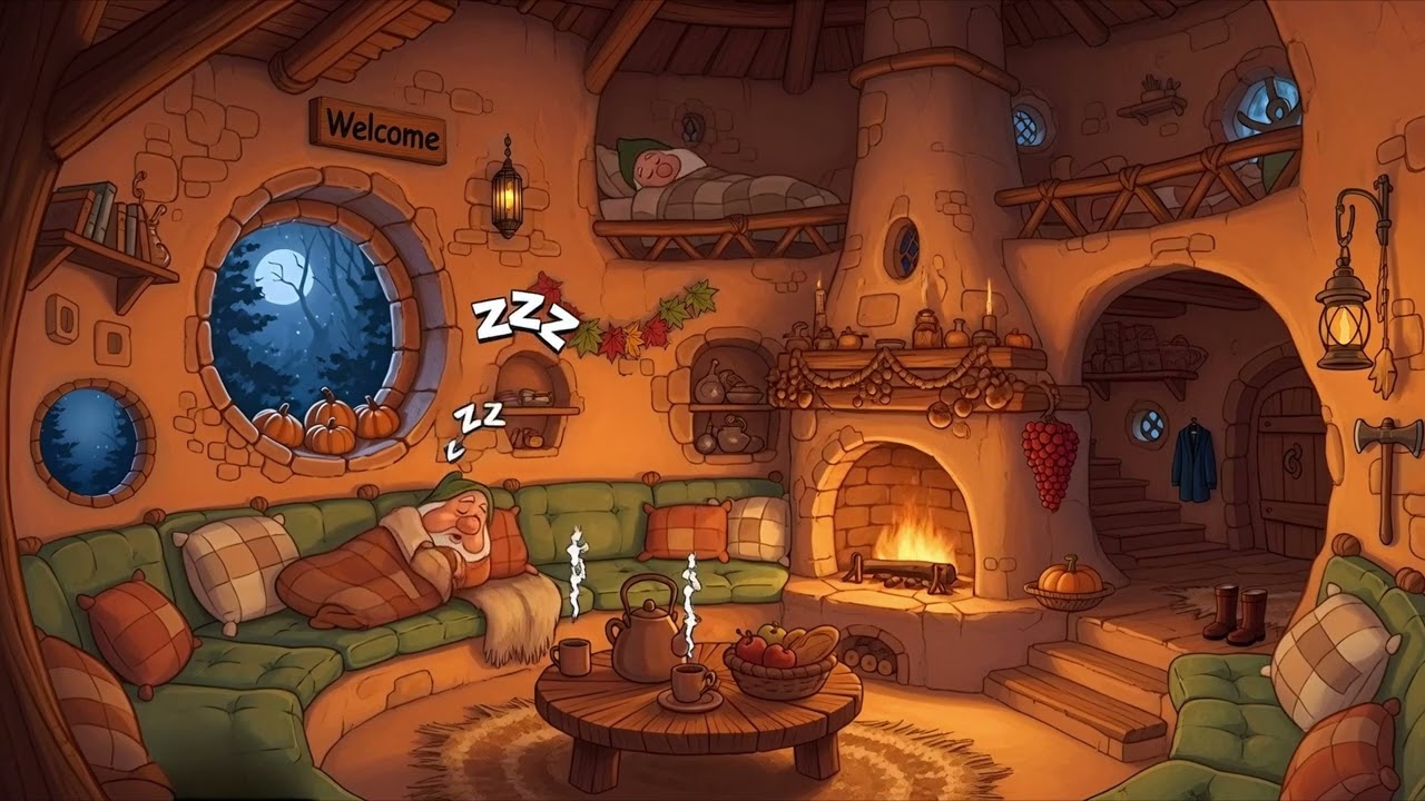 relaxing disney tunes, rest inside the dwarf's cottage 🏡 while soft oldies play quietly 💤🕯️