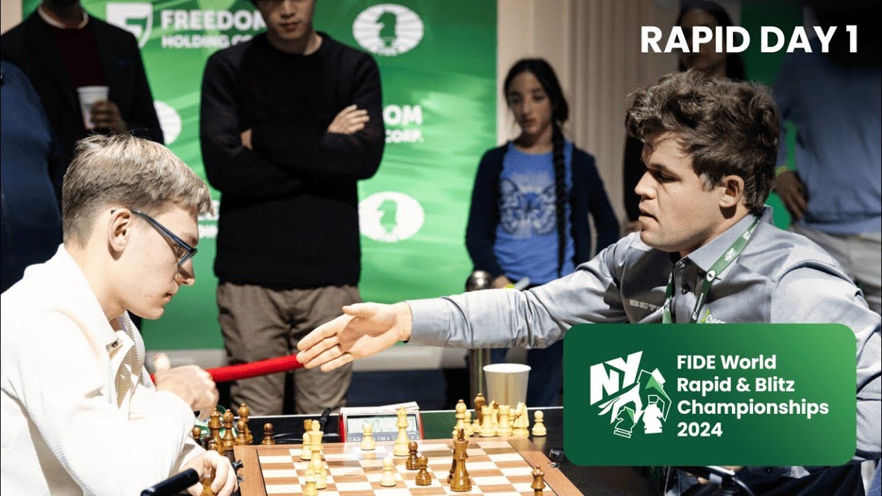 first defeat😵 MAGNUS VS DENIS LAZAVIK | FIDE World Rapid Chess Championship 2024