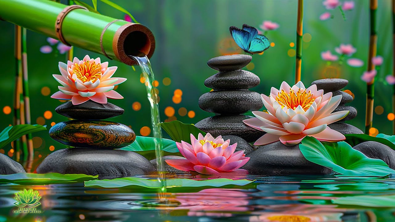 Relaxing Piano & Bamboo Water Soundscape 🌿 Calming Nature Ambience for Meditation and Stress Relief