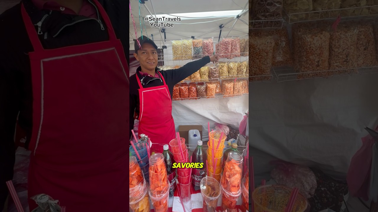 $1.00 spicy popcorn in Mexico 🇲🇽 #streetfood #foodlover #popcorn #spicyfood #food #mexicocity #fyp