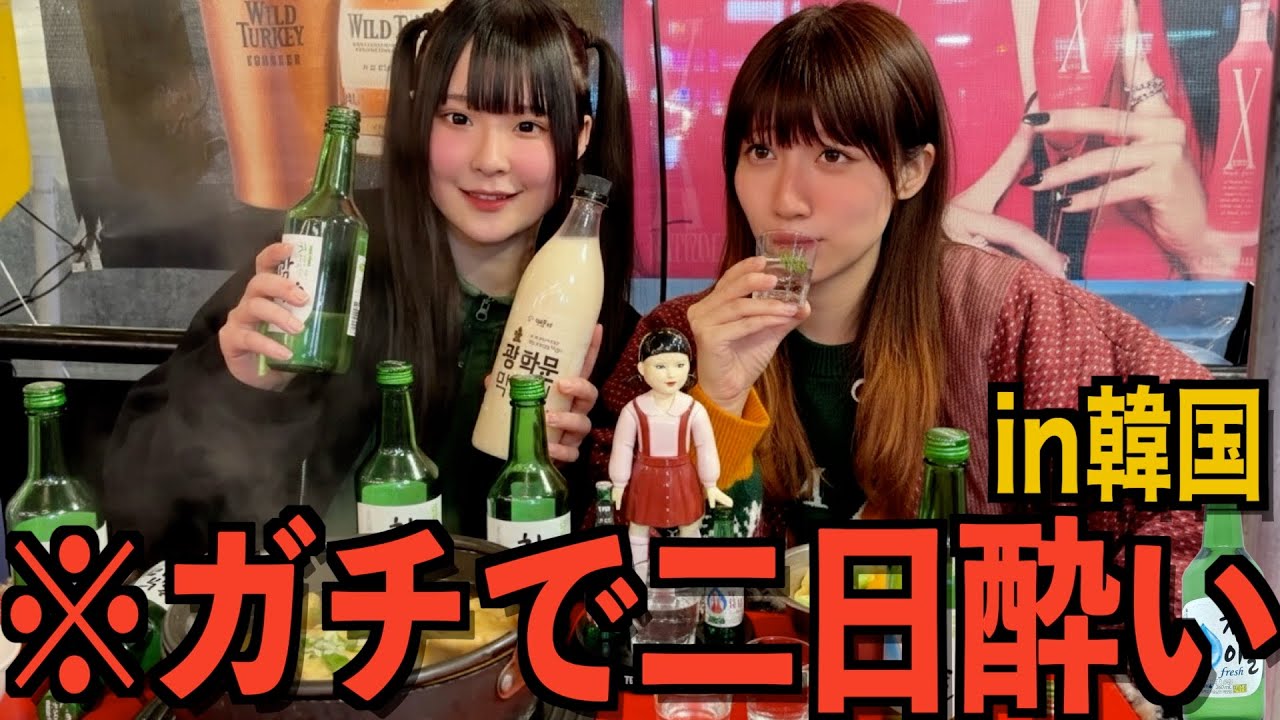 【韓国】次の日朝早いのに間違えてゼパと爆飲み、地面と一体化する酒飲み独身女【酒村ゆっけ、】