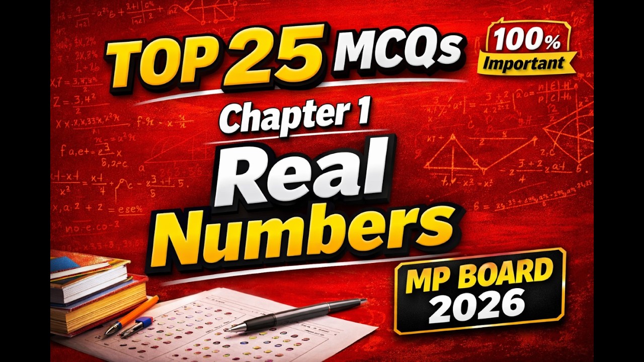 Class 10th Maths Chapter 1 Most Important 25 MCQs | Real Numbers | Board 2026 Exam Preparation