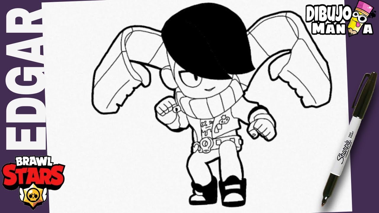 COMO DIBUJAR A EDGAR DE BRAWL STARS PASO A PASO | how to draw brawl stars edgar step by step | easy