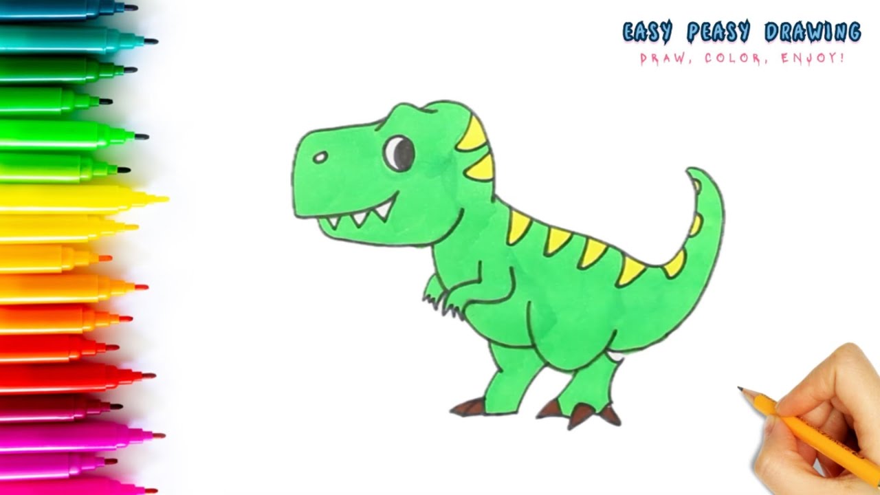 The EASIEST Way to Draw a TREX Without Any Experience | Easy Kids Art!