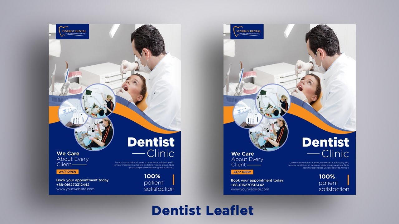 Dentist Leaflet Design in Photoshop cc | How to design dental clinic leaflet in photoshop cc