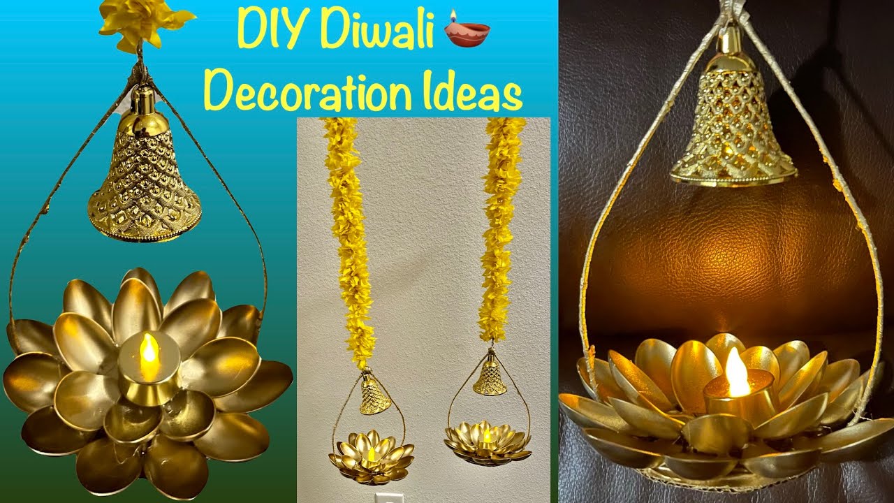 Easy Diwali 🪔 Decorations | Hanging Lotus Diyas 🪔  | Deepawali 🪔 Decorations at home |