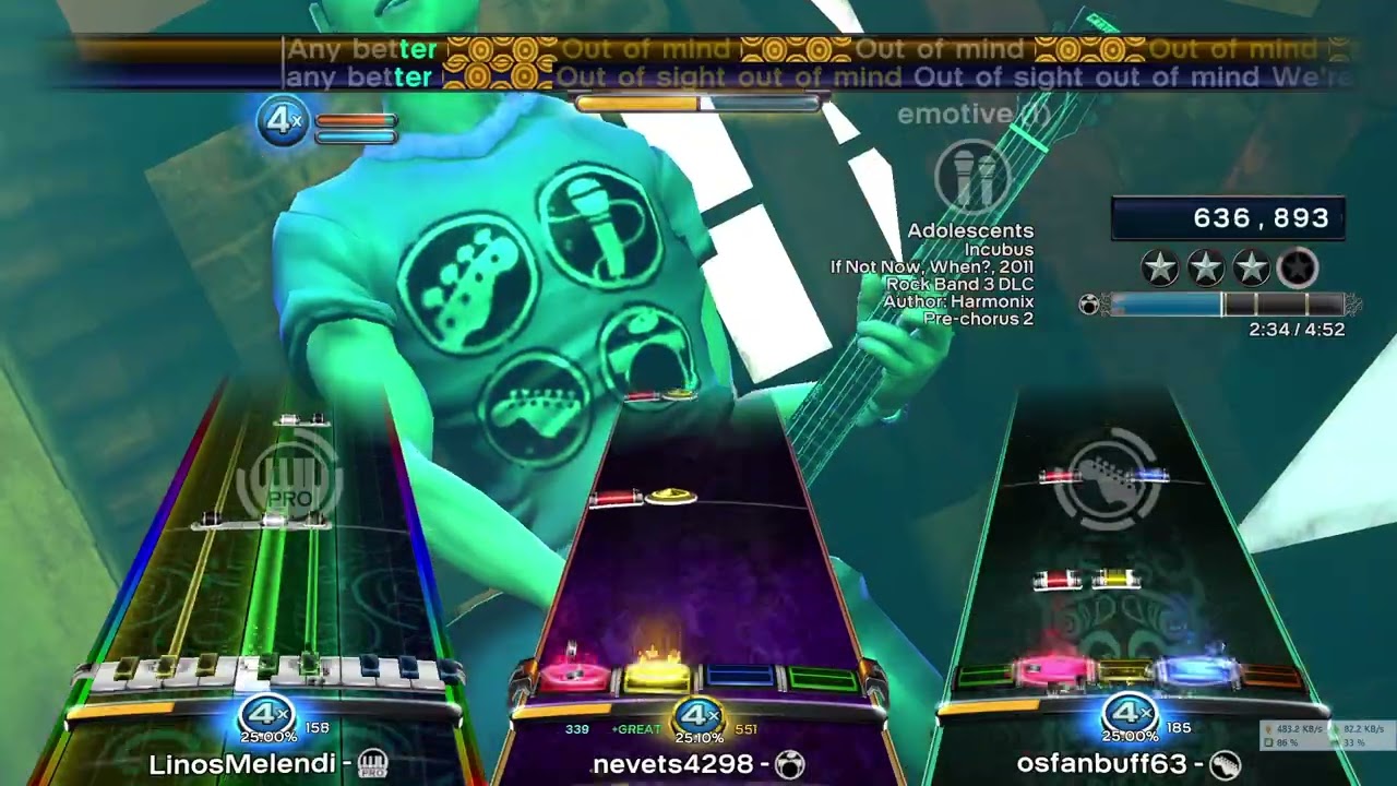 Adolescents (2011) by Incubus - Full Band Gold Rock Band 3 Deluxe RPCS3