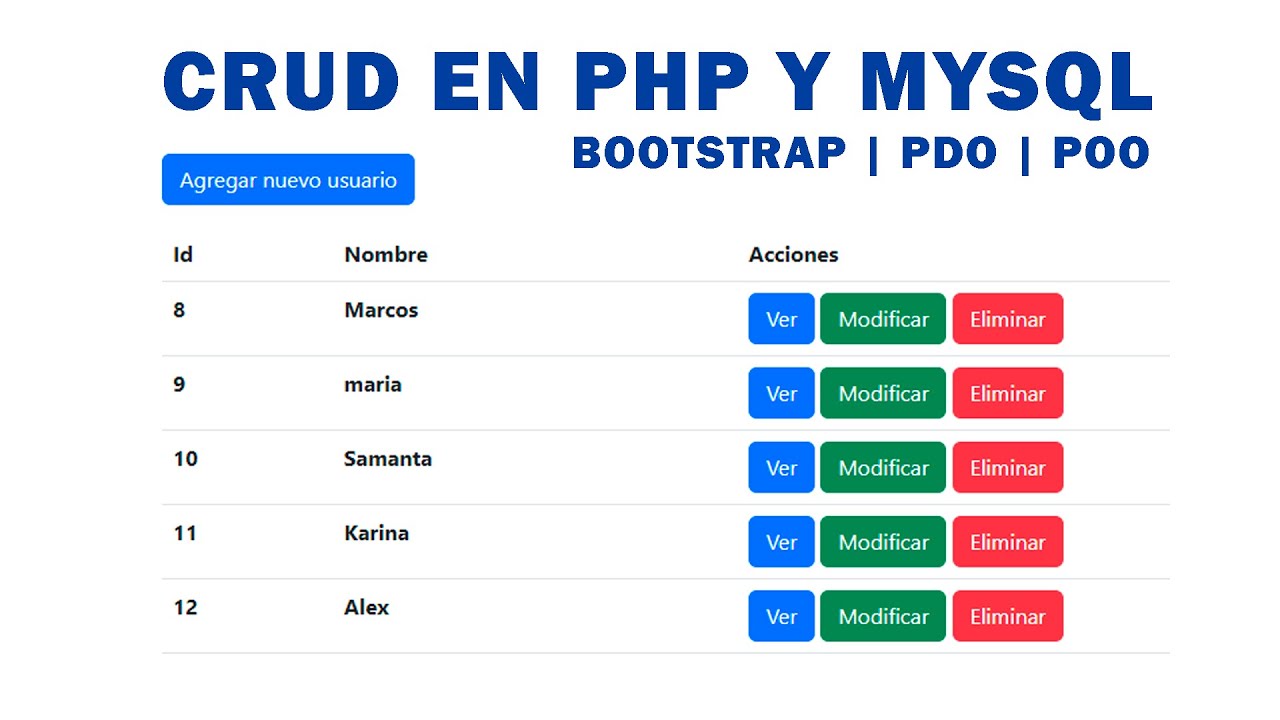 Como hacer un CRUD EN PHP Y MYSQL | BOOTSTRAP - MVC - POO - PDO