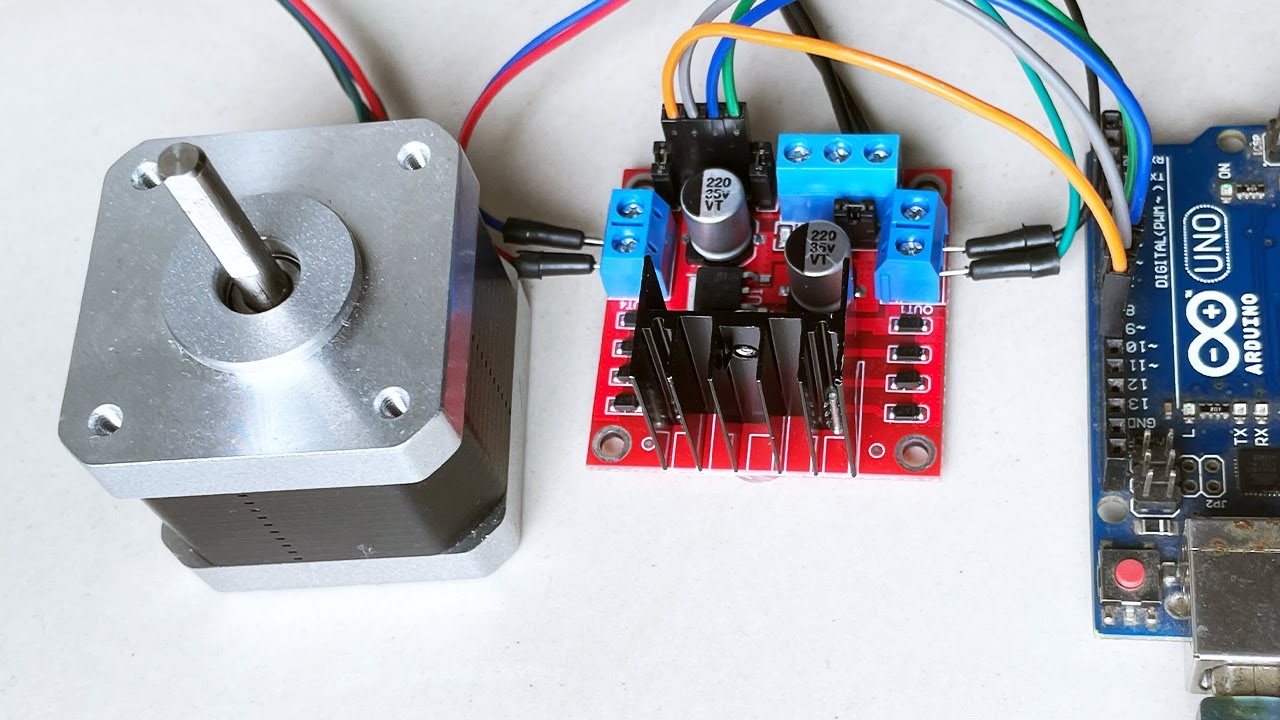 Управление шаговым двигателем с помощью драйвера двигателя L298N и Arduino.