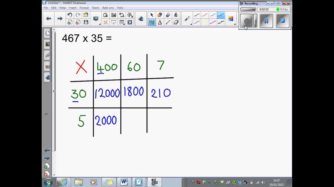 Using the grid method to multiply numbers